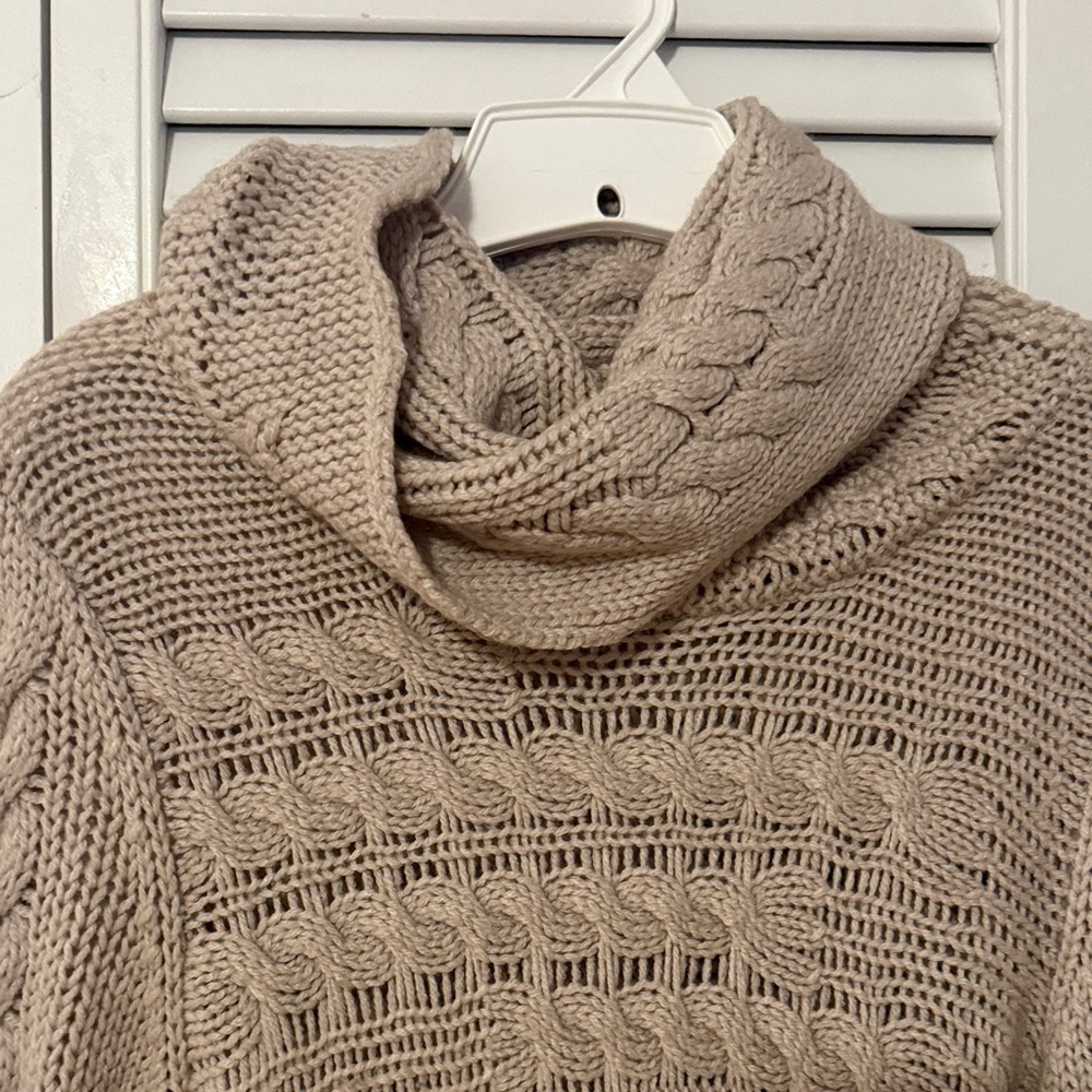 Oversized Cowl Neck Reverse Cable Knit Sweater - … - image 3